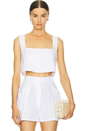 REVOLVE Posse Posse alice crop top en color blanco talla S en - White. Talla S (también en L, XL).
