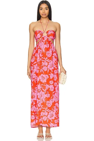 REVOLVE Line & Dot Line & dot vestido midi jennie en color pink,coral talla M en - Pink,Coral. Talla M (también en L).