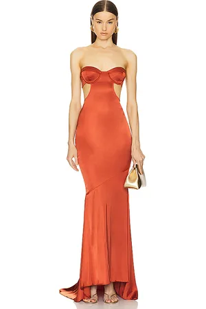 REVOLVE Michael Costello Michael costello vestido largo alina en color cobre metálico talla L en - Metallic . Talla L (también en M, XL).