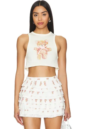 REVOLVE Yuhan Wang Yuhan wang top sin mangas teddy bear en color talla L en - Cream. Talla L (también en M).