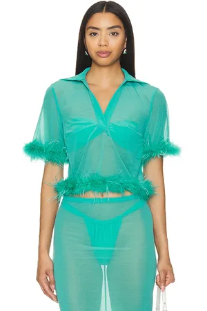 REVOLVE Lovers and Friends Lovers and friends aziza sheer top en color verde talla S en - Green. Talla S (también en XS).