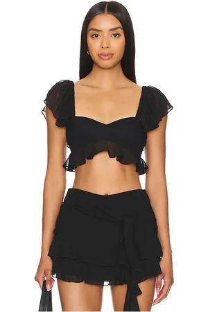 REVOLVE Amanda Uprichard Amanda uprichard x aliyah crop top en color talla L en - Black. Talla L (también en S, XL, XS).