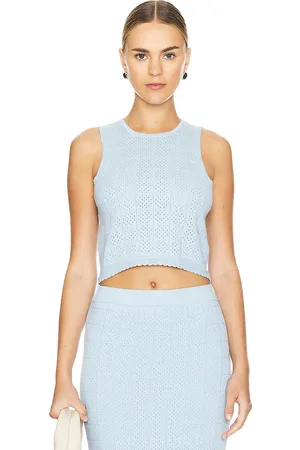 REVOLVE MONROW Monrow camiseta tirantes de punto crochet en color azul talla S en - Blue. Talla S (también en XL).