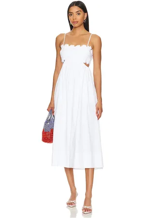 REVOLVE LIKELY Likely vestido midi priscilla en color talla 10 en - White. Talla 10 (también en 2, 6).