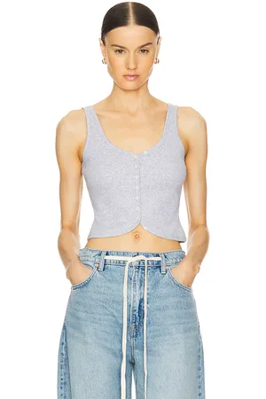 REVOLVE GRLFRND Grlfrnd camiseta tirantes rib button through en color gris talla L en - Grey. Talla L (también en XL, XXS).
