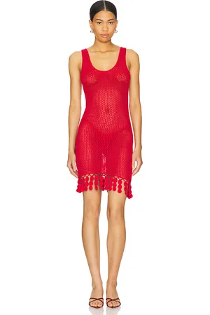 REVOLVE Lovers and Friends Lovers and friends minivestido consuelo crochet en color talla L en - Red. Talla L (también en M, S).