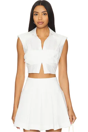 REVOLVE SIMKHAI Simkhai emie cropped box sleeve top en color talla 10 en - White. Talla 10 (también en 6).