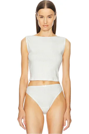 REVOLVE Helsa Helsa camiseta tirantes pointelle muscle en color talla M en - White. Talla M (también en S, XL, XS, XXS).