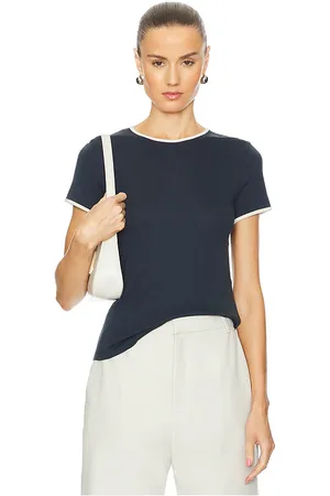 REVOLVE Vince Vince cuello redondo tipped short sleeve en color azul marino talla XL en - Navy. Talla XL (también en XS, XXS).
