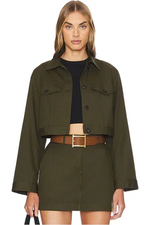 REVOLVE Theory Theory chaqueta vaquera crop en color verde oliva talla L en - Olive. Talla L (también en XL).