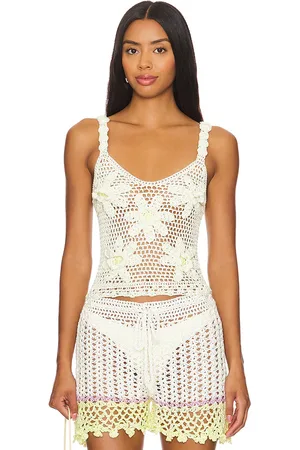 REVOLVE ANDREEVA Andreeva camiseta de ganchillo sin mangas handmade crochet top en color talla XL en - White. Talla XL (también en L).