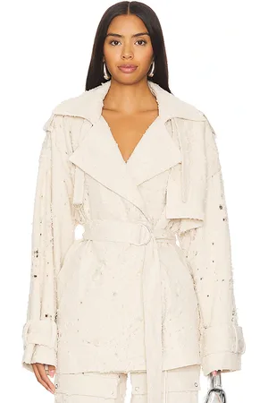 REVOLVE Lapointe Lapointe chaqueta corta vaquera tipo gabardina en color ivory talla L en - Ivory. Talla L (también en M).