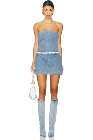 REVOLVE Retrofete Retrofete vestido rayne en color denim claro talla L en - Denim-Light. Talla L (también en M).