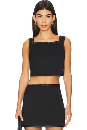 REVOLVE WeWoreWhat Weworewhat cropped square neck top en color talla S en - Black. Talla S (también en XS).