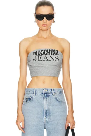 REVOLVE Moschino Jeans Moschino jeans strapless crop top en color gris talla 38 en - Grey. Talla 38 (también en 40).