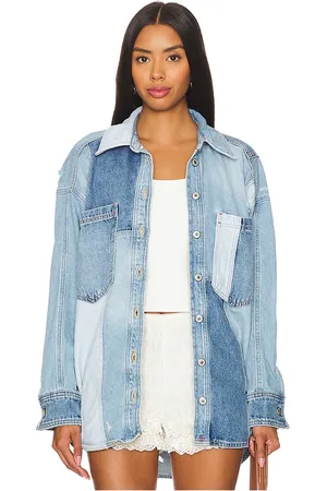 REVOLVE Free People Free people chaqueta free people mountain roads en color denim claro talla L en - Denim-Light. Talla L (también en M, S).