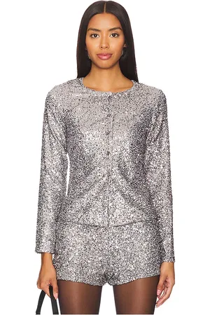 REVOLVE Never Fully Dressed Never fully dressed cárdigan alexa en color plateado metálico talla L en - Metallic Silver. Talla L (también en M, S, XL