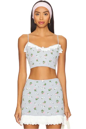REVOLVE For Love & Lemons For love & lemons amalia knit crop top en color talla L en - Blue. Talla L (también en M, S, XS).