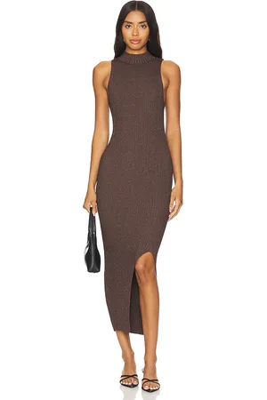 REVOLVE 525 525 vestido midi chloe en color marrón talla L en - Brown. Talla L (también en M, S, XL, XS).