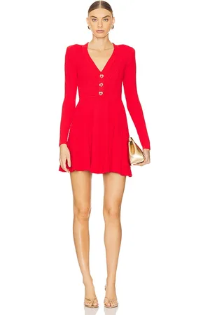 REVOLVE Self-portrait Self-portrait mini vestido punto pointelle en color talla L en - Red. Talla L (también en M, XS).