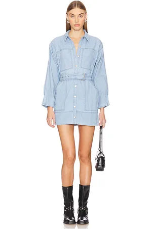 REVOLVE Free People Free people minivestido free people esme en color denim claro talla L en - Denim-Light. Talla L (también en M, S, XS).
