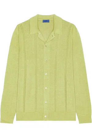 REVOLVE SATURDAYS NYC Saturdays nyc jahmad linen long sleeve polo en color verde talla M en - Green. Talla M (también en XL/1X).