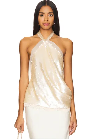 REVOLVE Vaillant Vaillant top con cuello halter y lentejuelas en color neutral metálico talla 38 en - Metallic Neutral. Talla 38 (también en 40).