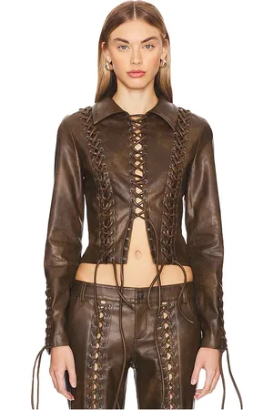 REVOLVE LOBA Loba chaqueta amantilla faux leather en color talla S en - Brown. Talla S (también en XXS).