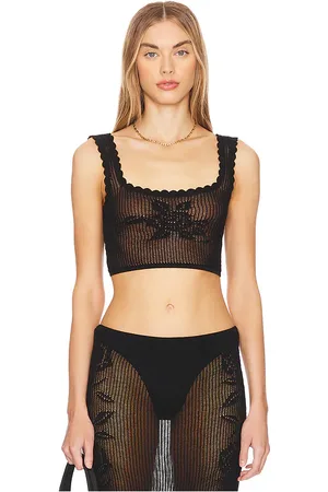REVOLVE LOBA Loba toshi crop top en color talla L en - Black. Talla L (también en M, S, XL, XS).