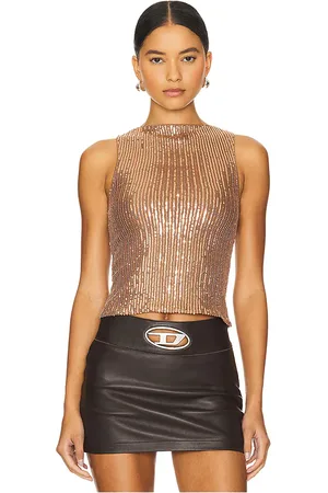 REVOLVE Superdown Superdown georgia sequin top en color beige talla L en - Beige. Talla L (también en M, S, XS).