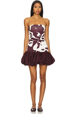 REVOLVE SIEDRES Siedres vestido midi roben strapless en color burgundy talla M en - Burgundy. Talla M (también en XS).