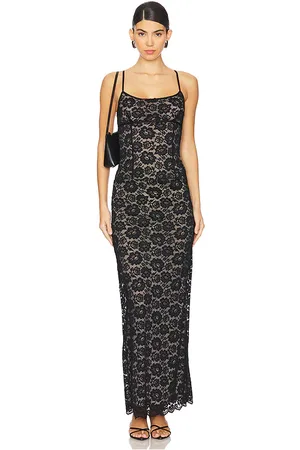 REVOLVE Lovers and Friends Lovers and friends vestido largo leila sheer en color talla L en - Black. Talla L (también en XS).