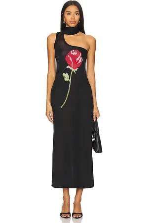 REVOLVE Kitri Kitri vestido midi chloe en color talla L en - Black. Talla L (también en M).