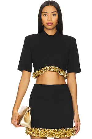 REVOLVE SIMKHAI Simkhai top corto con detalle de lentejuelas jalen en color talla 0 en - Black. Talla 0 (también en 4).