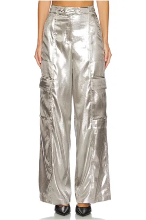REVOLVE SIMKHAI Simkhai pantalón cargo metalizado beatriz en color metálico talla 0 en - Metallic Silver. Talla 0 (también en 00, 2, 4, 6).