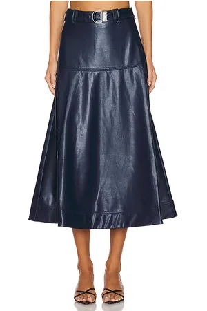 REVOLVE SIMKHAI Simkhai falda midi de piel sintética mayson en color azul marino talla 0 en - Navy. Talla 0 (también en 2).