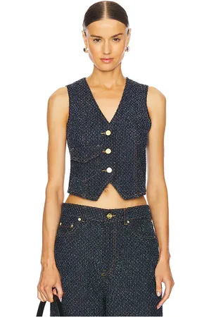 REVOLVE Ganni Ganni chaleco fluffy en color denim-dark talla 34 en - Denim-Dark. Talla 34 (también en 42).