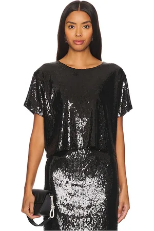 REVOLVE LNA Lna camiseta zosia sequin en color talla L en - Black. Talla L (también en M, S, XS).