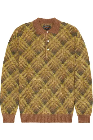 REVOLVE Beams Plus Beams plus knit polo stripe en color talla M en - Brown. Talla M (también en S, XL/1X).