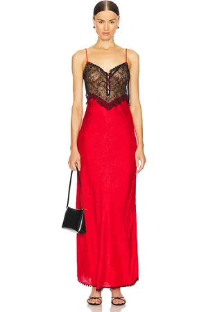 REVOLVE SWF Swf vestido lencero lace trimmed en color rojo talla M en - Red. Talla M (también en S, XL).