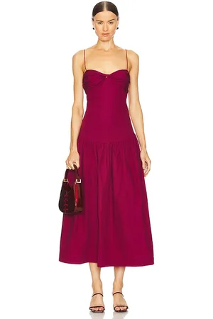 REVOLVE SWF Swf vestido midi fitted en color vino talla L en - Wine. Talla L (también en XL).
