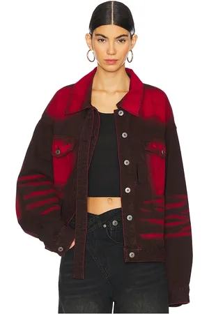 REVOLVE MARRKNULL Marrknull chaqueta denim wrapped en color rojo talla M en - Red. Talla M (también en S).