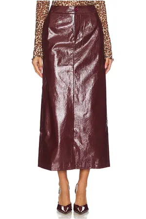 REVOLVE Bubish Bubish falda larga de cuero eliza en color burgundy talla L en - Burgundy. Talla L (también en M, S, XS).