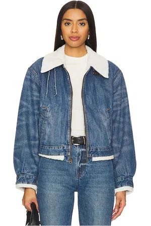 REVOLVE RE/DONE Re/done chaqueta aviador en color denim-medium talla L en - Denim-Medium. Talla L (también en M, XS).