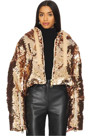 REVOLVE Khrisjoy Khrisjoy plumífero khris crop sparkly en color oro metálico talla 00 en - Metallic Gold. Talla 00 (también en 1, 2).