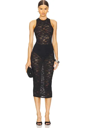 REVOLVE Fleur du mal Fleur du mal vestido de encaje con tirantes y espalda de nadadora le stretch en color talla L en - Black. Talla L (también en