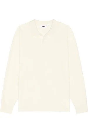 REVOLVE Obey Obey loop velour long sleeve polo en color crema talla L en - Cream. Talla L (también en M).