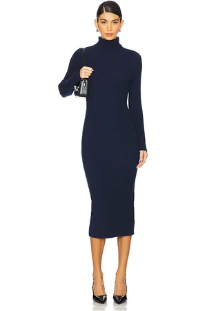REVOLVE 525 525 vestido midi con cuello alto kylie en color azul marino talla L en - Navy. Talla L (también en M, S, XS).