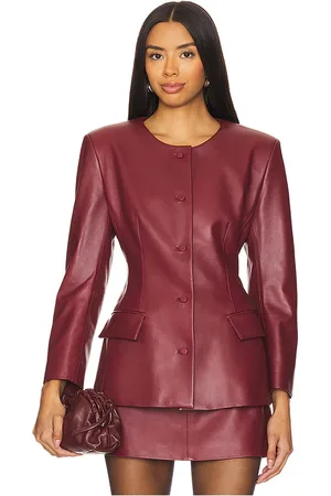 REVOLVE AEXAE Aexae leather padded contoured blazer en color burgundy talla L en - Burgundy. Talla L (también en M).