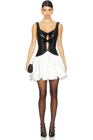 REVOLVE RASARIO Rasario mini vestido de raso sequined en color negro, blanco talla 38/6 en - Black,White. Talla 38/6 (también en 40/8).